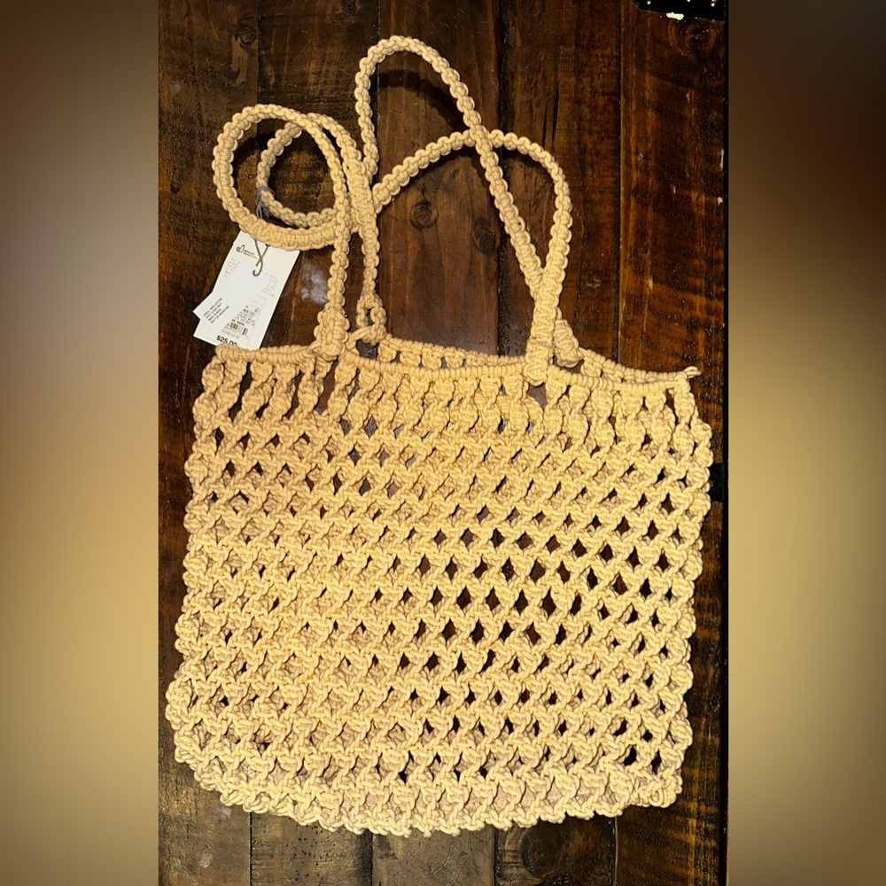 Handcrafted Tan Woven Rafia Tote Bag